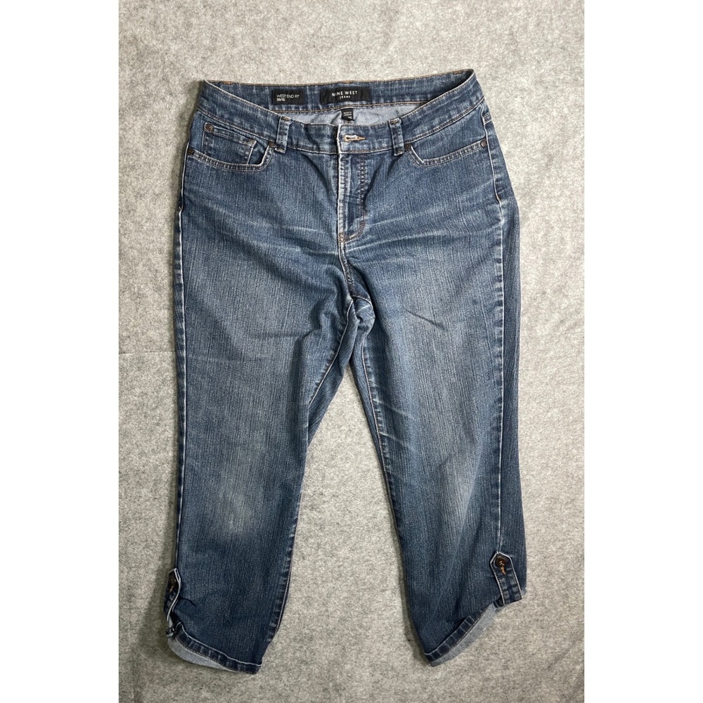 Nine West Jeans West End Fit Medium Wash Cropped Capri Denim Pants Blue 10